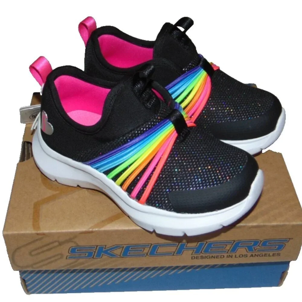 Skechers Toddler Girls Rainbow Sneakers Size 7 & 8 NWB Cute Casual Shoes